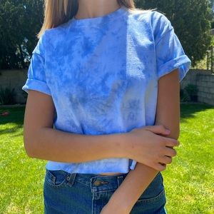 Blue Tie Dyed Crop Top